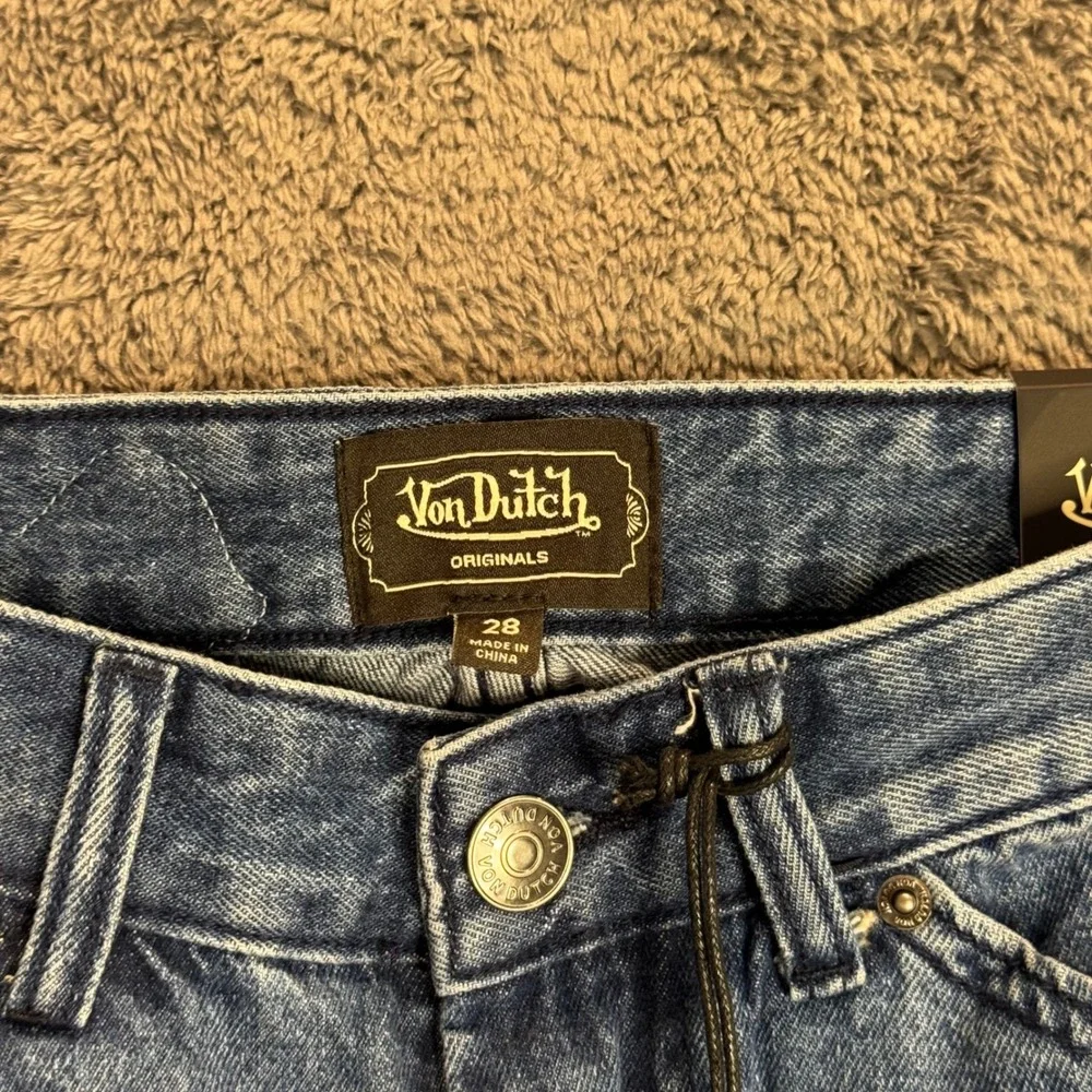 Von Dutch Originals Carpenter Jeans Blue Denim Double Knee Stretchy Size 28 NWT